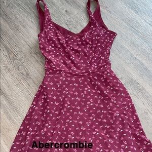 Maroon flower dress with cut out back